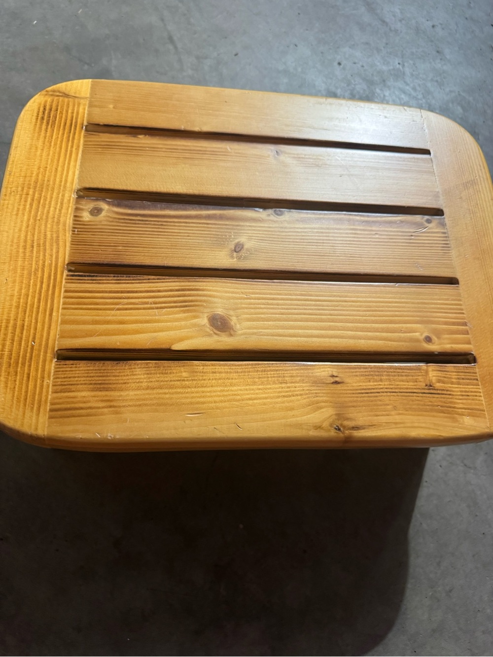 Wood Slatted Step Stool in Honeytoned finish/ Plant Stand